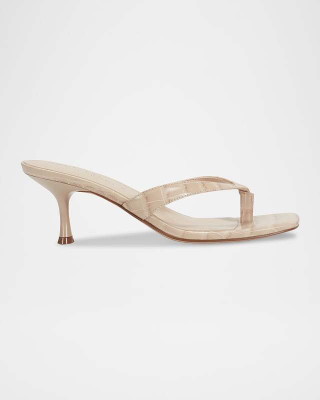 Amele Croco Kitten Thong Slide Sandals